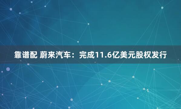 靠谱配 蔚来汽车：完成11.6亿美元股权发行